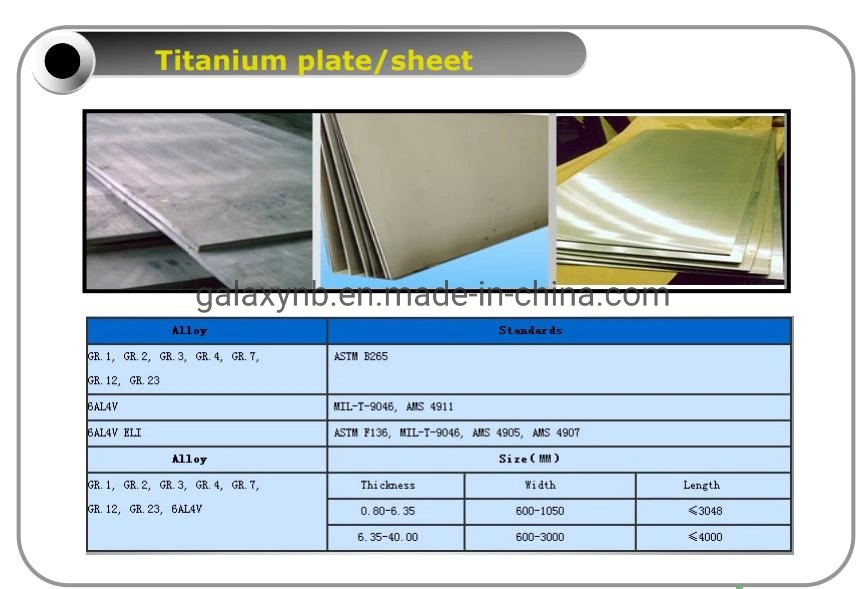 Cold-Rolled Titanium Plate with Big Size 2000mm*6000mm Metallurgy